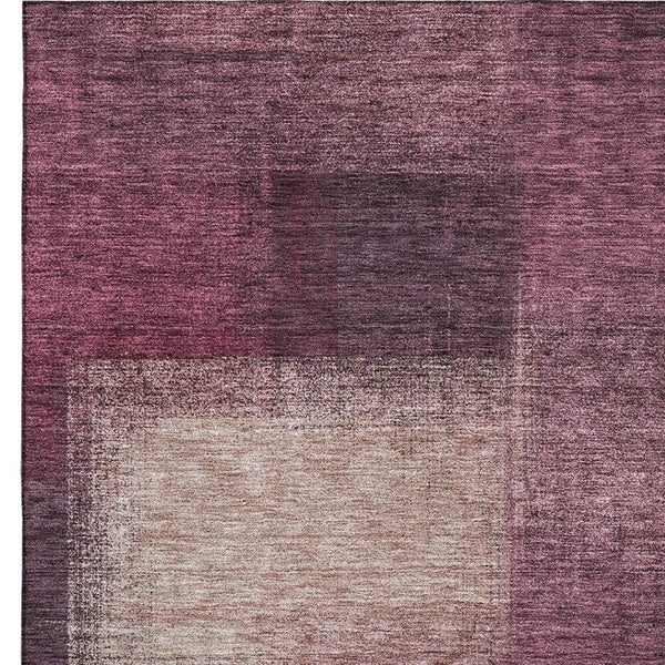HomeRoots 9' X 12' Stunning Plum & Beige Abstract Washable Area Rug with UV Protection for High-Traffic Areas 662584