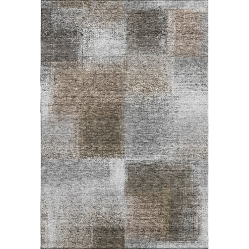 HomeRoots 8' X 10' Modern Silver Beige Gray Abstract Area Rug - Washable, UV Protected, Durable & Stylish! 662589