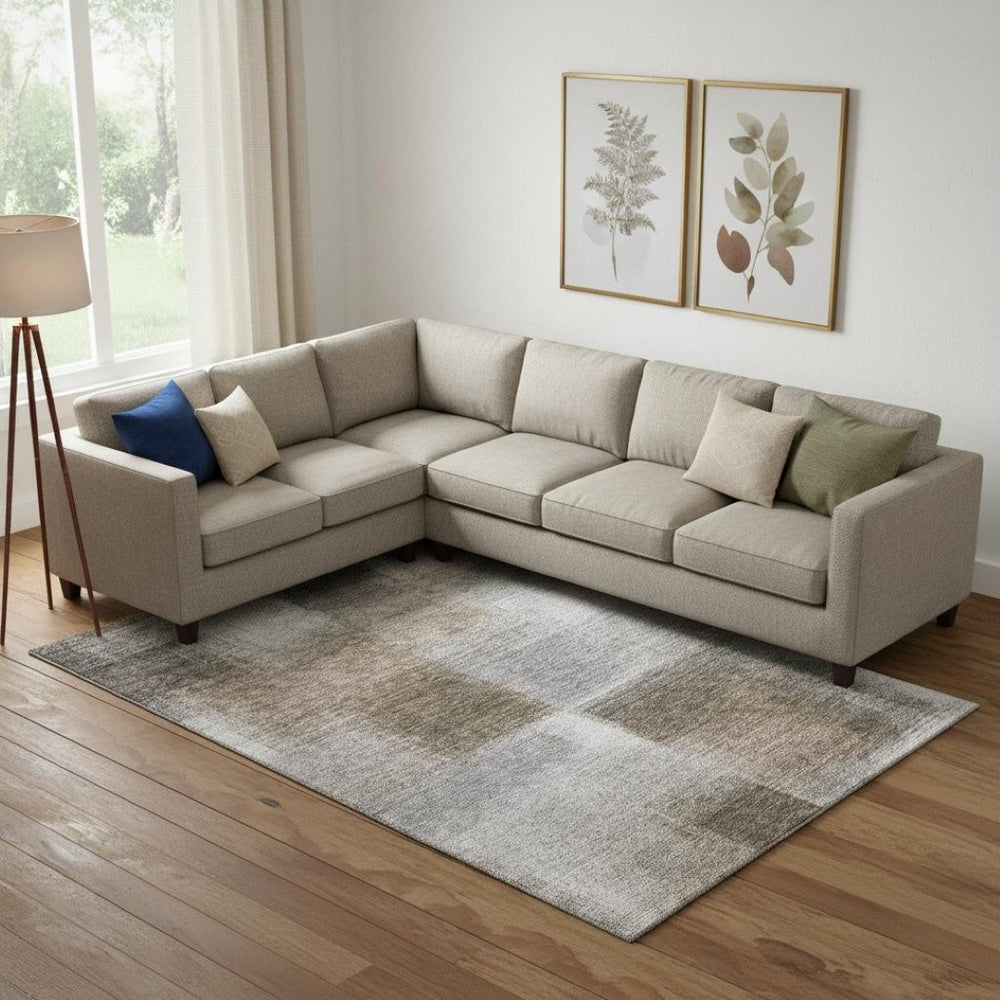HomeRoots 8' X 10' Modern Silver Beige Gray Abstract Area Rug - Washable, UV Protected, Durable & Stylish! 662589