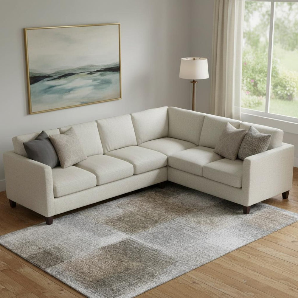 HomeRoots 10' X 14' Stylish Silver Beige & Gray Abstract Washable Area Rug with UV Protection for Homes 662591