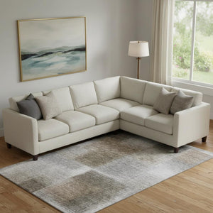HomeRoots 10' X 14' Stylish Silver Beige & Gray Abstract Washable Area Rug with UV Protection for Homes 662591