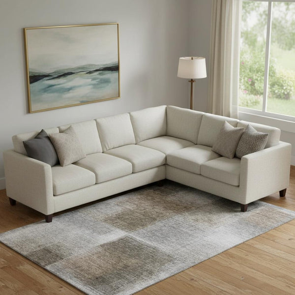 HomeRoots 10' X 14' Stylish Silver Beige & Gray Abstract Washable Area Rug with UV Protection for Homes 662591