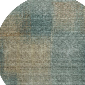 HomeRoots 8' Teal and Brown Abstract Round Rug – Washable, UV Protected, Stain Resistant, Ideal for Busy Homes 662600