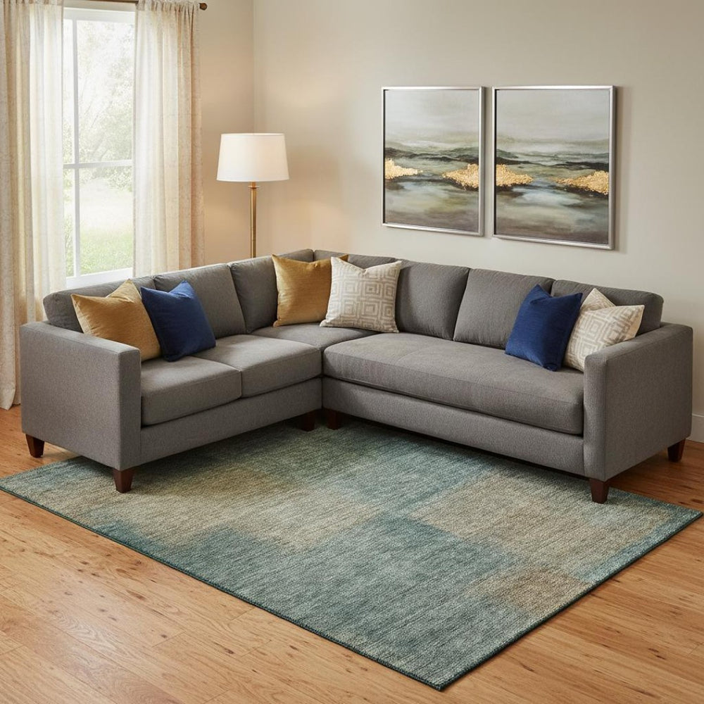 HomeRoots 8' X 10' Stylish Teal and Brown Abstract Area Rug - Durable, Stain-Resistant, UV Protected & Washable! 662601