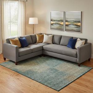 HomeRoots 8' X 10' Stylish Teal and Brown Abstract Area Rug - Durable, Stain-Resistant, UV Protected & Washable! 662601