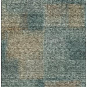 HomeRoots 8' X 10' Stylish Teal and Brown Abstract Area Rug - Durable, Stain-Resistant, UV Protected & Washable! 662601