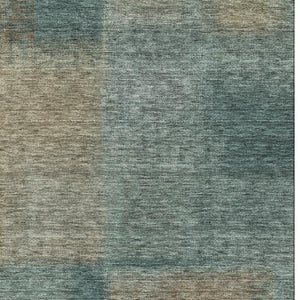 HomeRoots 9' X 12' Washable Teal & Brown Abstract Area Rug with UV Protection - Durable, Modern & Easy Care! 662602