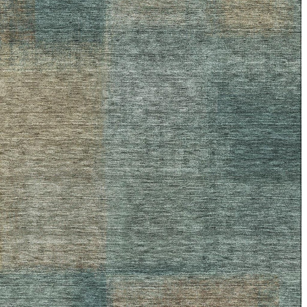 HomeRoots 9' X 12' Washable Teal & Brown Abstract Area Rug with UV Protection - Durable, Modern & Easy Care! 662602