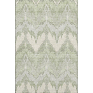 HomeRoots 8' X 10' Artichoke Green Ikat Washable Area Rug - Stain Resistant, UV Protected for Busy Homes! 662607