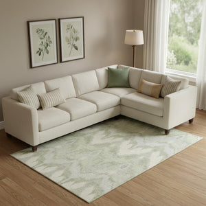 HomeRoots 9' X 12' Artichoke Green Ikat Area Rug - Washable, UV Protected, Stylish & Durable for Family Spaces 662608