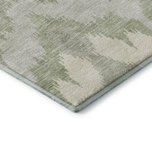 HomeRoots 10' Artichoke Green & Ivory Ikat Washable Area Rug - Stylish, Durable, UV-Protected for High-Traffic Areas 662609