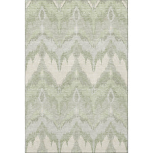 HomeRoots 10' Artichoke Green & Ivory Ikat Washable Area Rug - Stylish, Durable, UV-Protected for High-Traffic Areas 662609