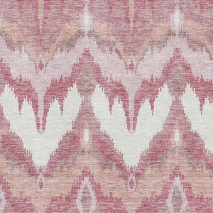 HomeRoots 5' X 8' Blush Ivory Pink Ikat Area Rug - Washable, Stain Resistant, UV Protected for Stylish Living 662623