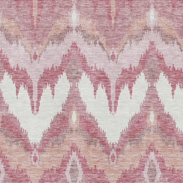 HomeRoots 5' X 8' Blush Ivory Pink Ikat Area Rug - Washable, Stain Resistant, UV Protected for Stylish Living 662623