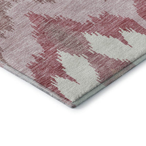 HomeRoots 8' Blush Ivory and Pink Ikat Washable Round Rug - Durable, UV-Protected & Stain-Resistant Home Accent 662624