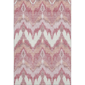 HomeRoots 8' X 10' Blush, Ivory & Pink Ikat Area Rug – Washable, UV Protected & Stain Resistant for Your Home! 662625