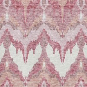 HomeRoots 8' X 10' Blush, Ivory & Pink Ikat Area Rug – Washable, UV Protected & Stain Resistant for Your Home! 662625