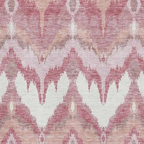 HomeRoots 8' X 10' Blush, Ivory & Pink Ikat Area Rug – Washable, UV Protected & Stain Resistant for Your Home! 662625