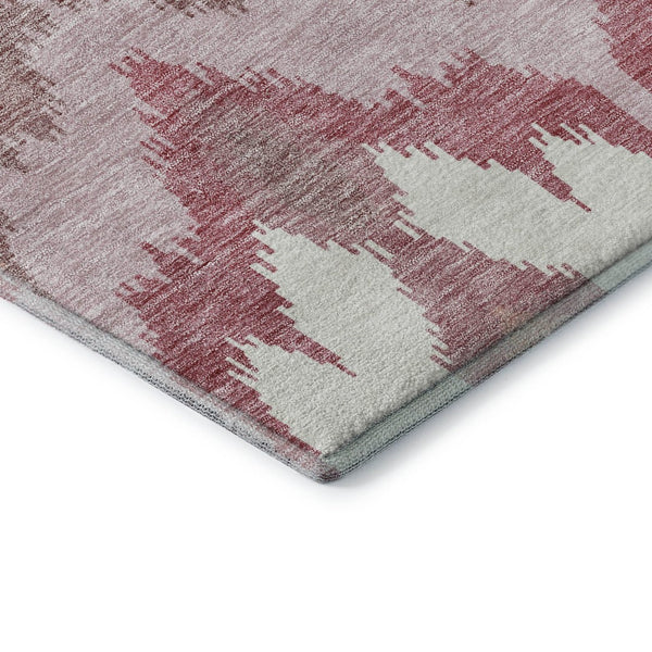 HomeRoots 9' X 12' Ikat Washable Area Rug in Blush, Ivory & Pink - UV Protected, Durable & Easy Care Design 662626