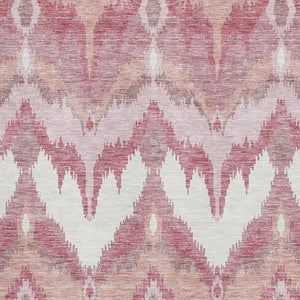 HomeRoots 10' X 14' Blush Ivory Pink Ikat Washable Area Rug - Stylish, Durable, and UV Protected for Homes! 662627