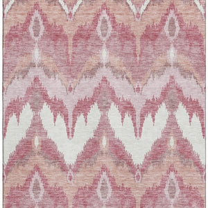 HomeRoots 10' X 14' Blush Ivory Pink Ikat Washable Area Rug - Stylish, Durable, and UV Protected for Homes! 662627