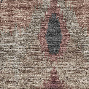 HomeRoots 8' X 10' Ikat Washable Area Rug in Burgundy, Beige & Charcoal – Durable, UV Protected, Easy Care 662631