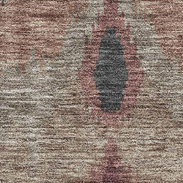 HomeRoots 8' X 10' Ikat Washable Area Rug in Burgundy, Beige & Charcoal – Durable, UV Protected, Easy Care 662631