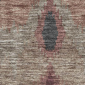 HomeRoots 9' X 12' Ikat Area Rug in Burgundy, Beige & Charcoal - Washable, UV Protected & Stain Resistant! 662632