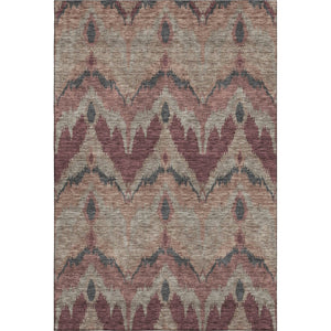 HomeRoots 10' X 14' Burgundy Beige Charcoal Ikat Washable Area Rug - UV Protected, Durable & Stylish Design 662633