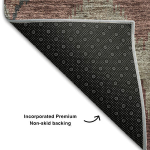 HomeRoots 10' X 14' Burgundy Beige Charcoal Ikat Washable Area Rug - UV Protected, Durable & Stylish Design 662633