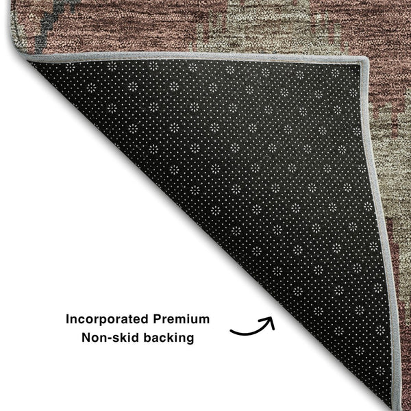 HomeRoots 10' X 14' Burgundy Beige Charcoal Ikat Washable Area Rug - UV Protected, Durable & Stylish Design 662633