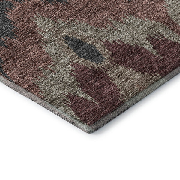 HomeRoots 10' X 14' Burgundy Beige Charcoal Ikat Washable Area Rug - UV Protected, Durable & Stylish Design 662633