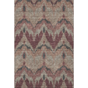 HomeRoots 10' X 14' Burgundy Beige Charcoal Ikat Washable Area Rug - UV Protected, Durable & Stylish Design 662633
