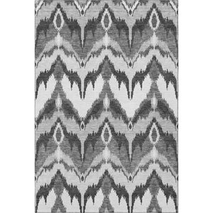 HomeRoots 5' X 8' Gray and Silver Ikat Area Rug – Stylish, Washable, UV-Protected, Perfect for Homes with Kids! 662641
