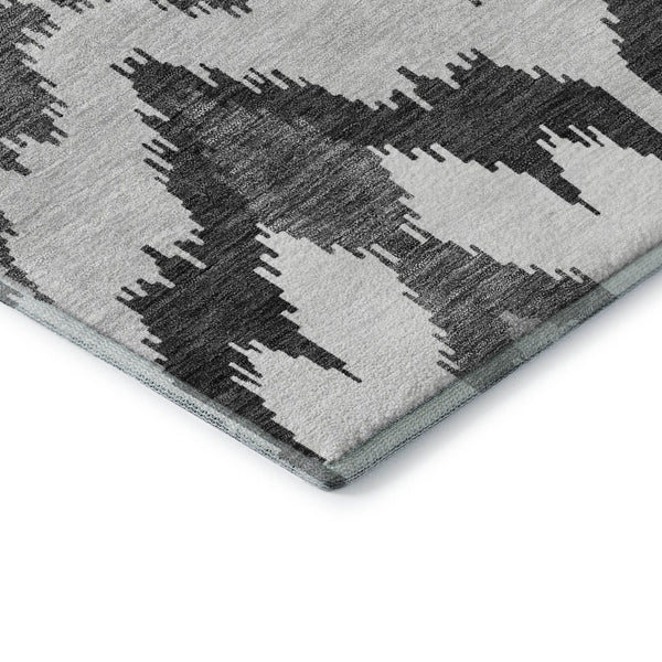 HomeRoots 8' X 10' Gray and Silver Ikat Area Rug - Stylish, Washable, UV-Protected, Perfect for Busy Homes 662643