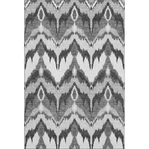 HomeRoots 10' X 14' Gray And Silver Ikat Area Rug - Washable, UV-Protected, Stain-Resistant, Stylish & Durable 662645