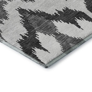 HomeRoots 10' X 14' Gray And Silver Ikat Area Rug - Washable, UV-Protected, Stain-Resistant, Stylish & Durable 662645