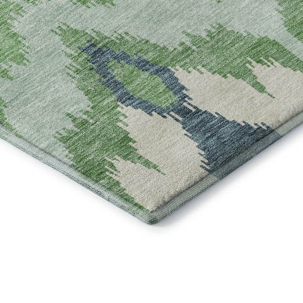 HomeRoots 8' X 10' Ikat Area Rug in Green & Ivory – Durable, Washable, UV-Protected for Homes with Kids & Pets! 662649