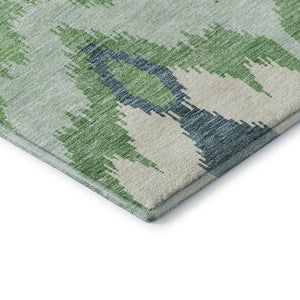 HomeRoots 10' X 14' Green And Ivory Ikat Area Rug - UV Protected, Stain Resistant, Perfect for High-Traffic Spaces 662651