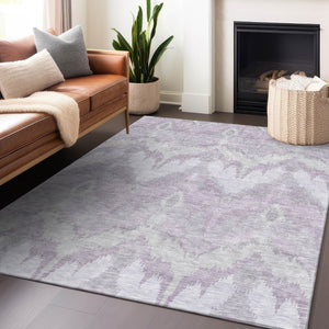 HomeRoots 5' X 8' Lavender & Silver Ikat Area Rug - Washable, UV Protected, Durable & Stylish for Every Space! 662653