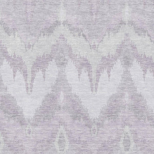 HomeRoots 8' X 10' Stylish Lavender & Silver Ikat Area Rug - Washable, UV-Protected, Perfect for Busy Homes! 662655