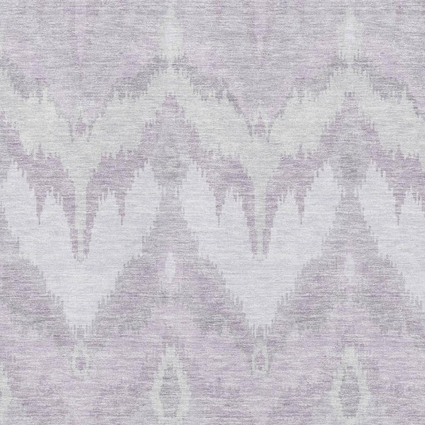 HomeRoots 8' X 10' Stylish Lavender & Silver Ikat Area Rug - Washable, UV-Protected, Perfect for Busy Homes! 662655
