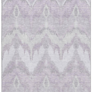 HomeRoots 8' X 10' Stylish Lavender & Silver Ikat Area Rug - Washable, UV-Protected, Perfect for Busy Homes! 662655