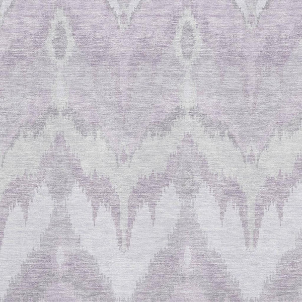 HomeRoots 9' X 12' Elegant Lavender & Silver Ikat Area Rug - Washable, UV Protected, Perfect for Modern Spaces 662656