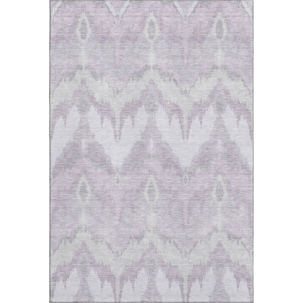 HomeRoots 10' X 14' Stylish Lavender & Silver Ikat Area Rug - Washable, UV Protected, Perfect for High-Traffic Areas! 662657