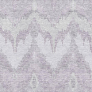 HomeRoots 10' X 14' Stylish Lavender & Silver Ikat Area Rug - Washable, UV Protected, Perfect for High-Traffic Areas! 662657