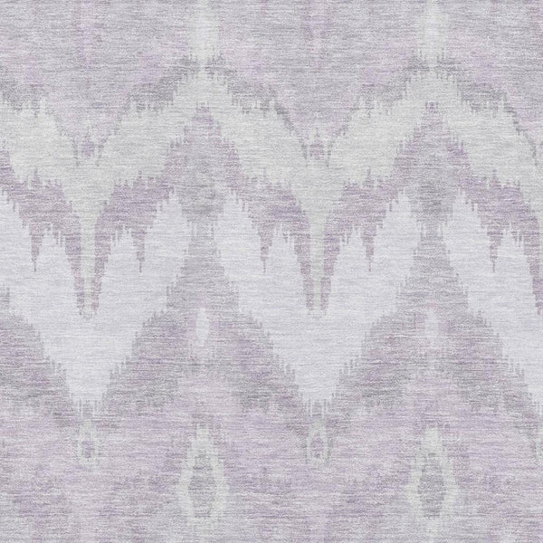 HomeRoots 10' X 14' Stylish Lavender & Silver Ikat Area Rug - Washable, UV Protected, Perfect for High-Traffic Areas! 662657