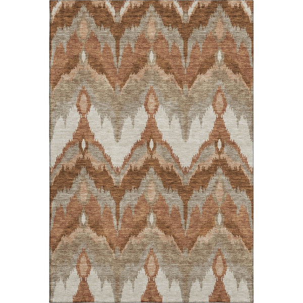 HomeRoots 5' X 8' Stylish Rust and Beige Ikat Area Rug - Washable, UV-Protected, Perfect for Family Homes! 662659