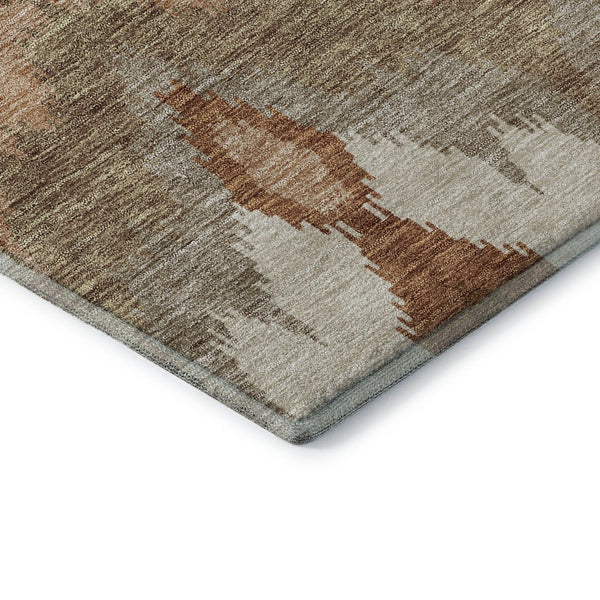 HomeRoots 8' Washable Rust and Beige Ikat Round Rug with UV Protection - Durable, Stain-Resistant, Stylish Design 662660