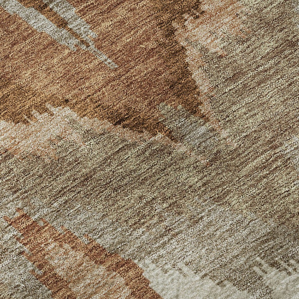 HomeRoots 8' Washable Rust and Beige Ikat Round Rug with UV Protection - Durable, Stain-Resistant, Stylish Design 662660